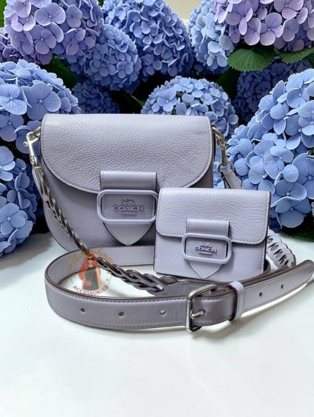 COACH MORGAN SADDLE BAG & WALLET 2 PC SET - MIST (LAVENDER)